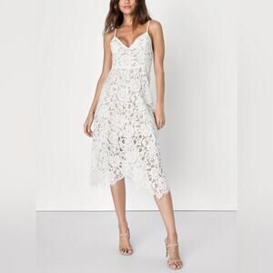 Nwtg One Wish White Lace Midi Dress Lulus Size L